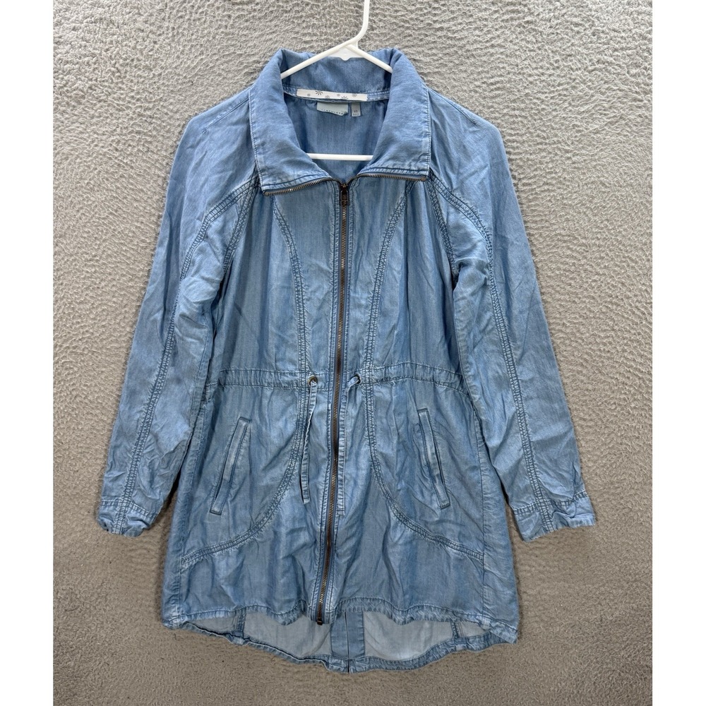 Athleta Jacket Womens XS Blue Chambray Denim Switchback Performance Stretch